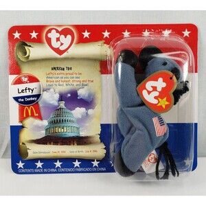 TY Beanie Babies Lefty The Donkey American Trio Sealed New on Card